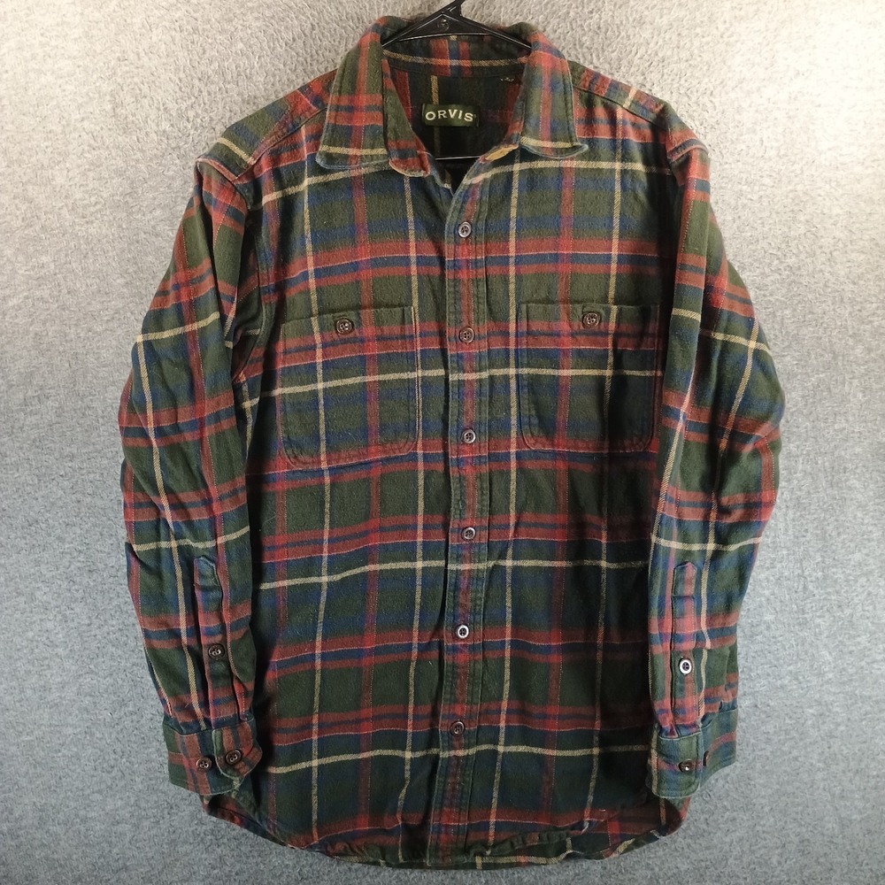 Orvis Perfect Flannel Shirt Mens Medium Red Plaid Classic Long Sleeve Outdoors‎